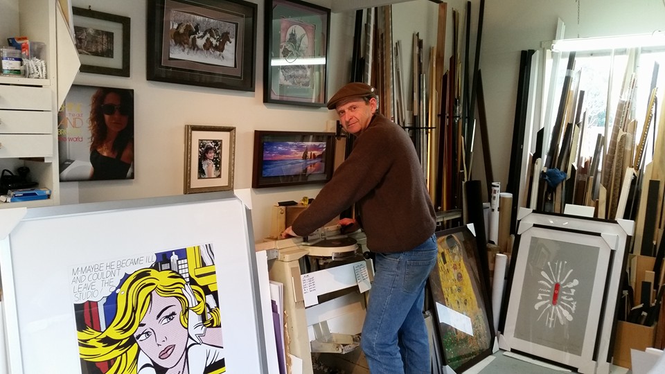 James in his custom picture framing studio, Hoon Hay Christchurch